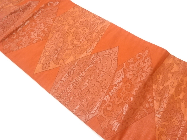 JAPANESE KIMONO / NAGOYA OBI / SILK / WOVEN FLORAL ARABESQUE